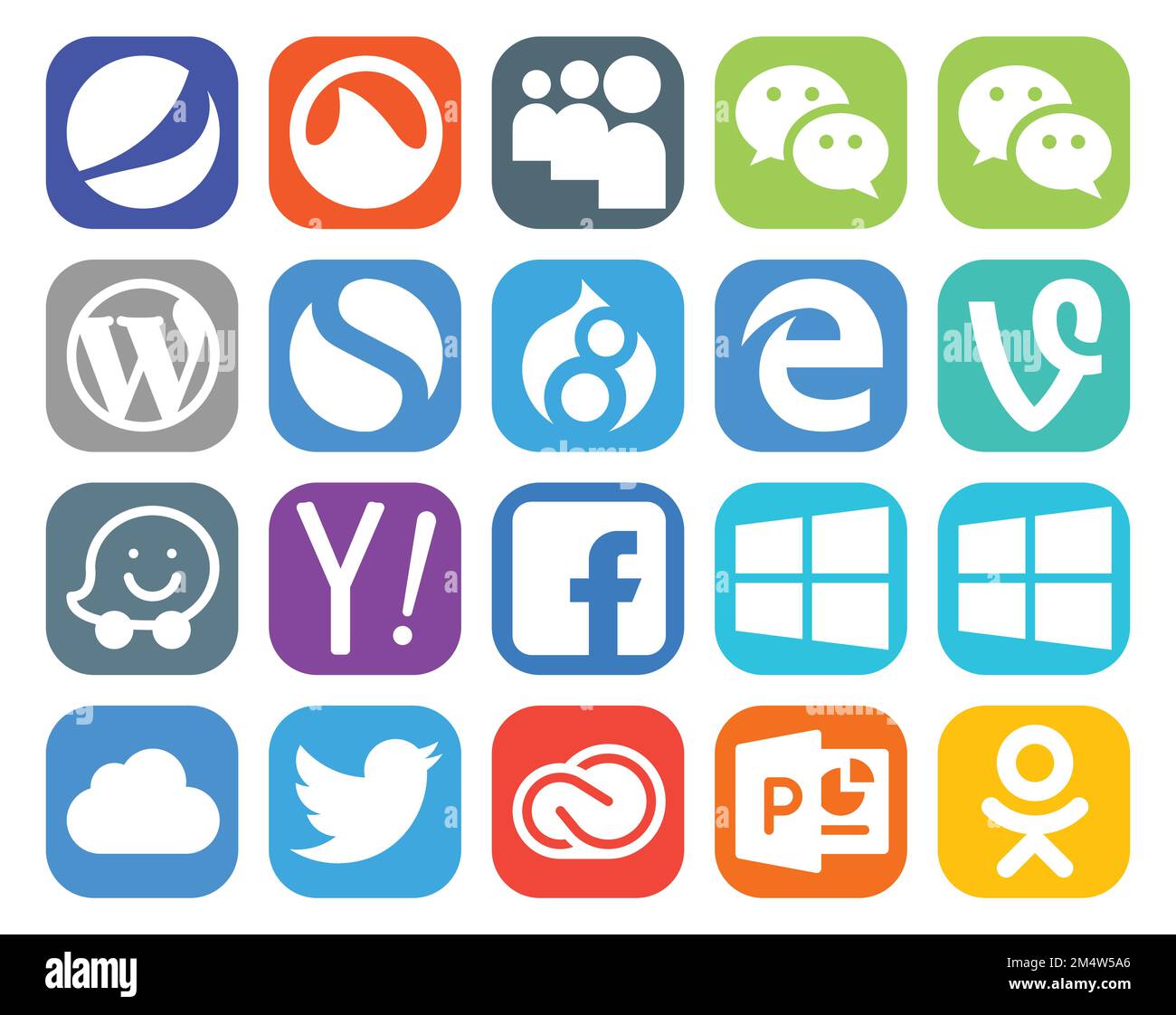 20 Social Media Icon Pack Including twitter. windows. drupal. facebook