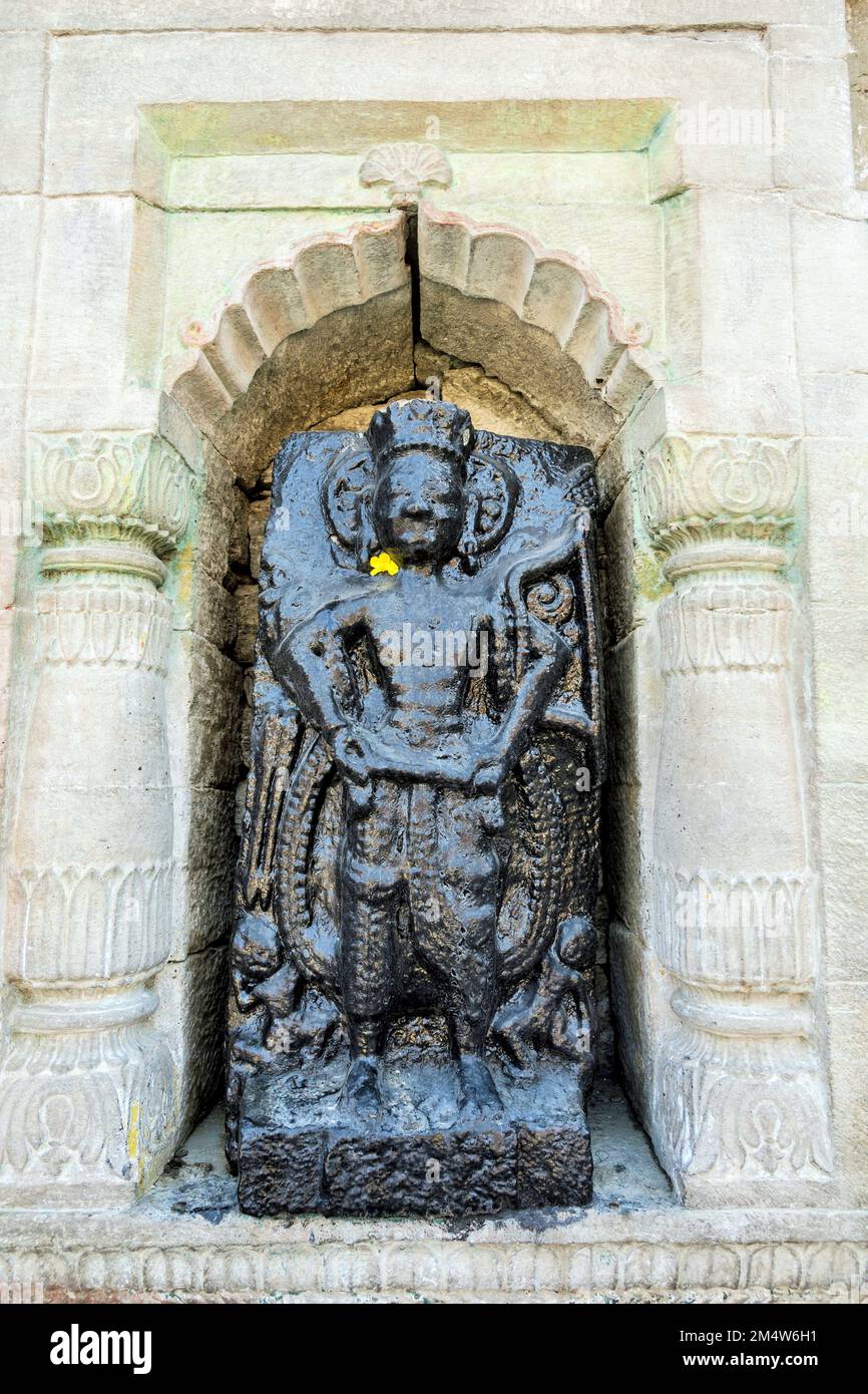 Bhimakali Temple entrance deity, Bhimakali Temple, Sarahan, Kinnaur gateway, Sirmaur district, Himachal Pradesh, India Stock Photo