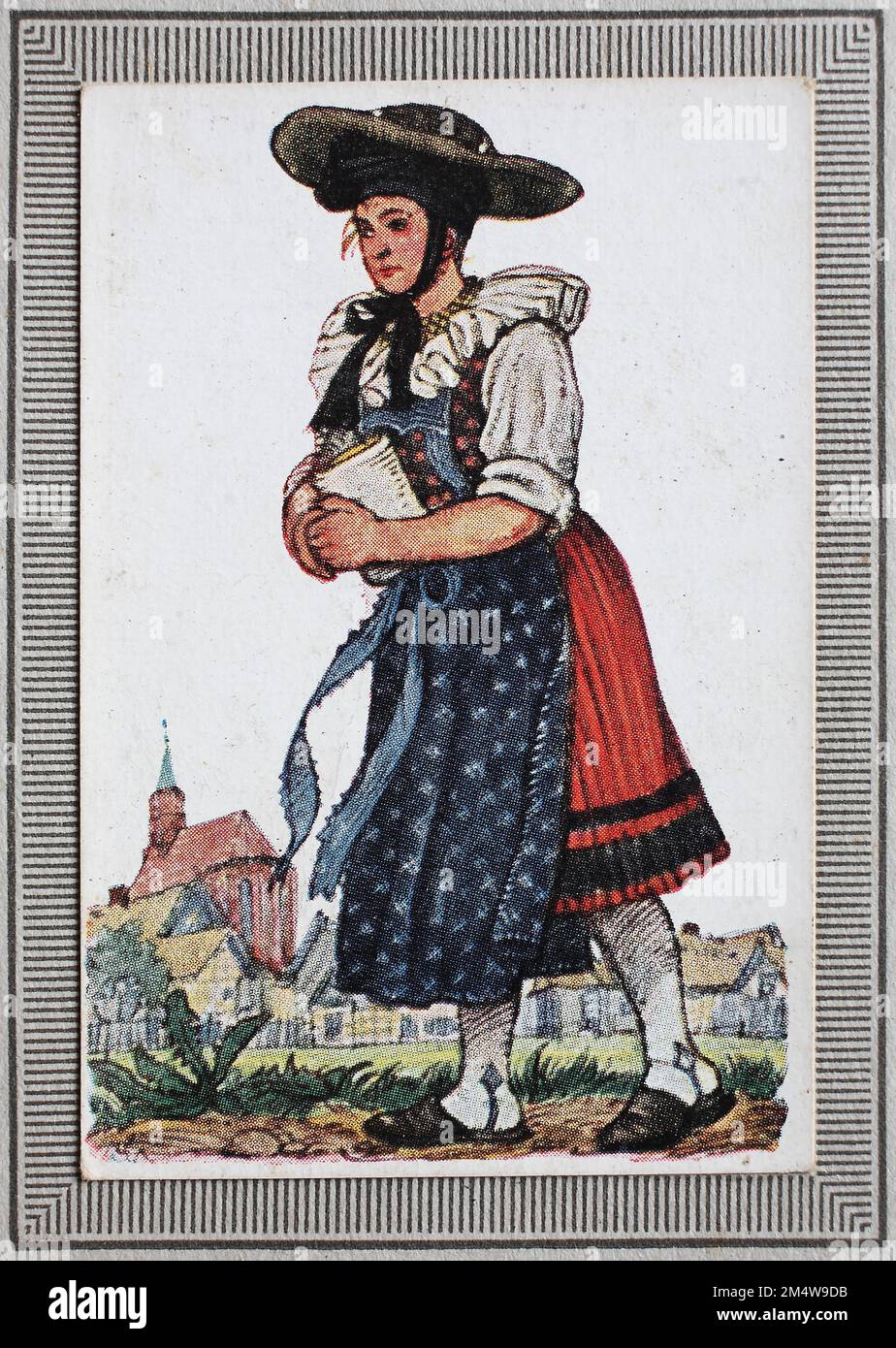 Trachten in Deutschland im 19. Jahrhundert, Brandenburg, Bauernmädchen ...