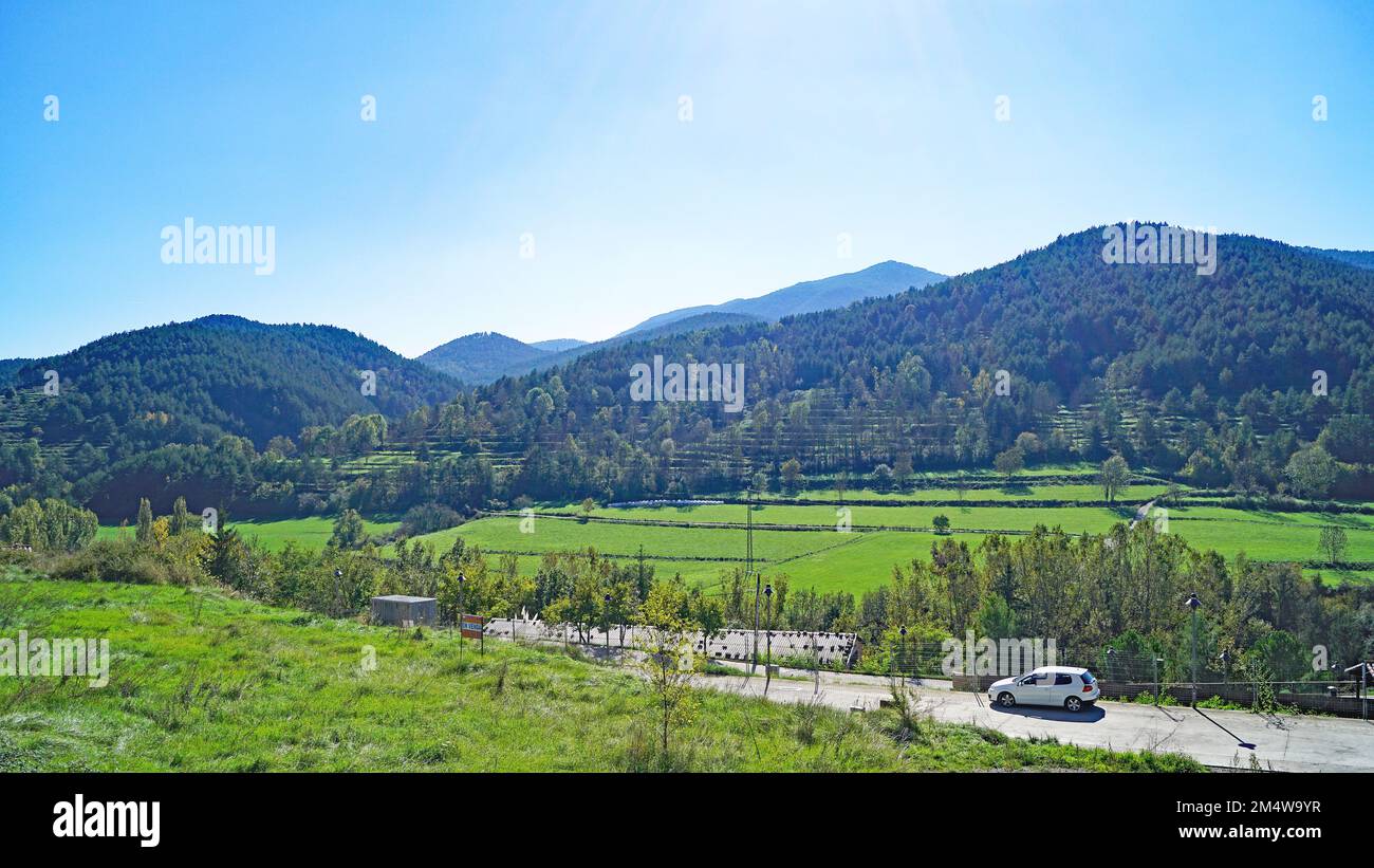 Landscape of Castellar de Nuch, Castellar de n'Hug, Bergadà region, Catalonia, Spain Stock Photo