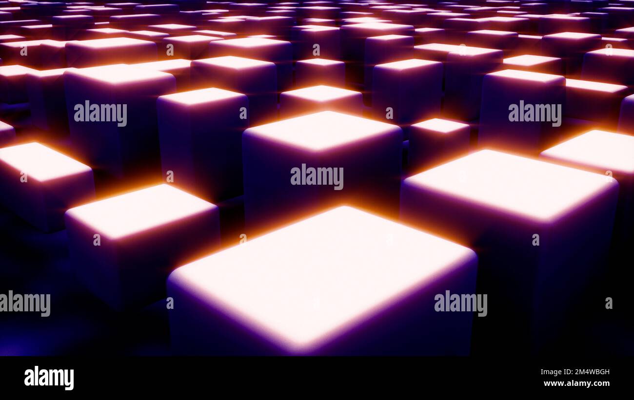 Dark blue and pink backdrop of graphic boxes CG abstract 3D rendering Stock Photo Alamy