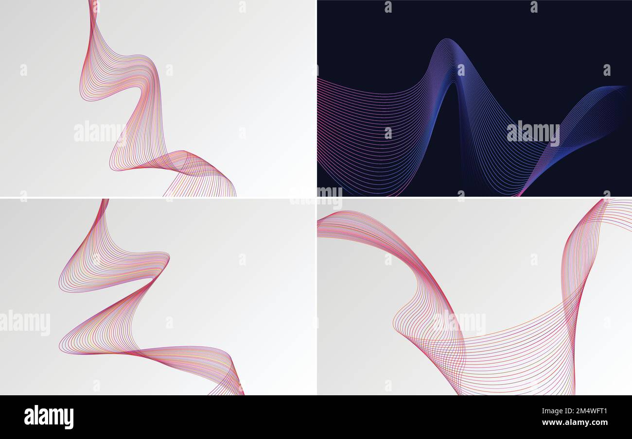Set of 4 vector line backgrounds for a sleek and modern aesthetic Stock