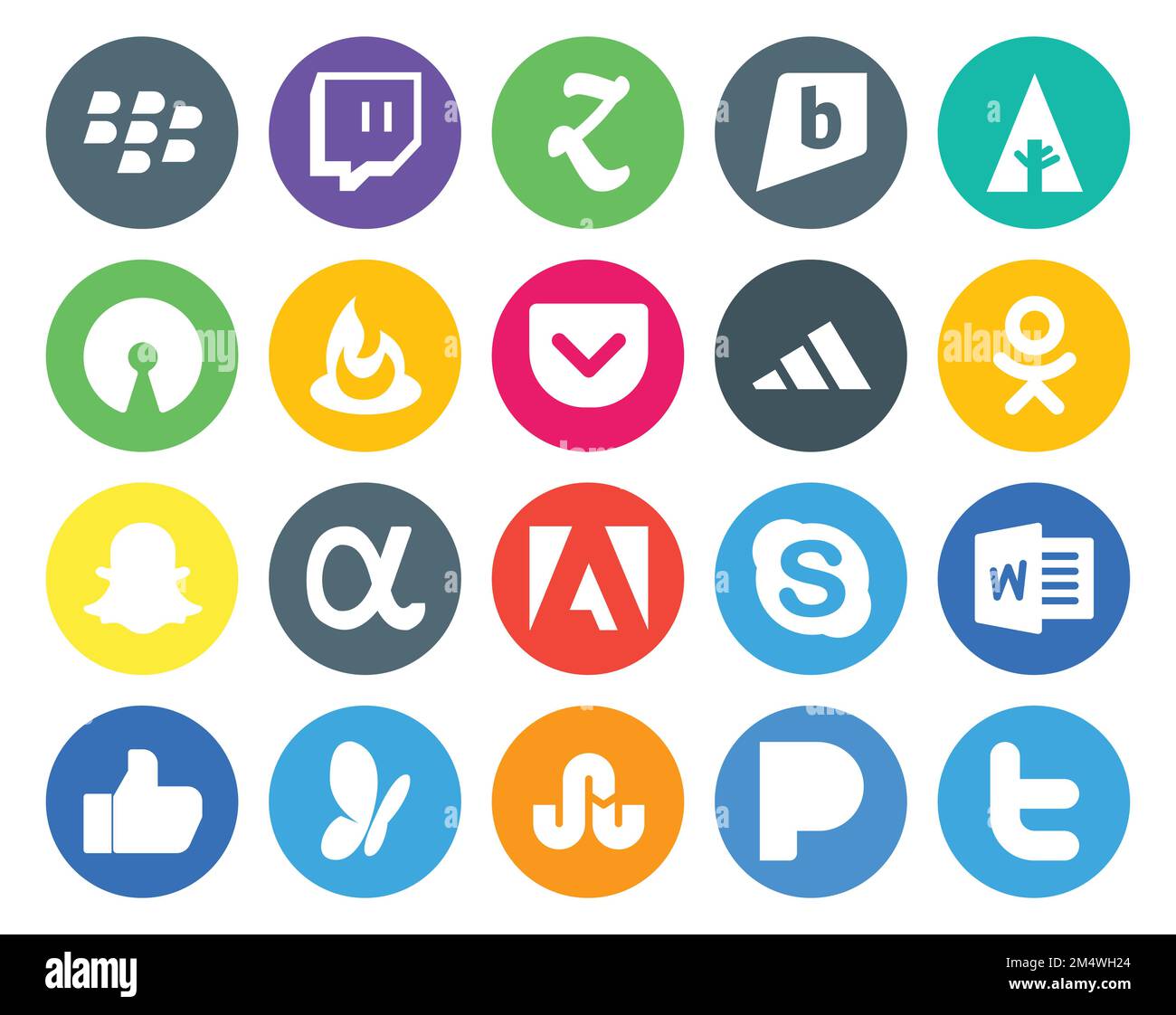 20 Media Icon Pack Including msn. word. adidas. chat. adobe Stock Vector Image & Art - Alamy