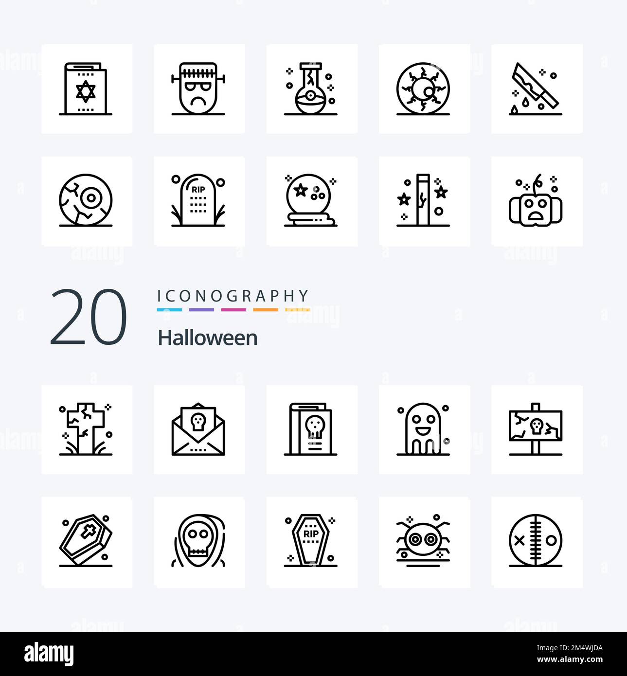 20 Halloween Line icon Pack like festival celebration holiday legend fantasy Stock Vector