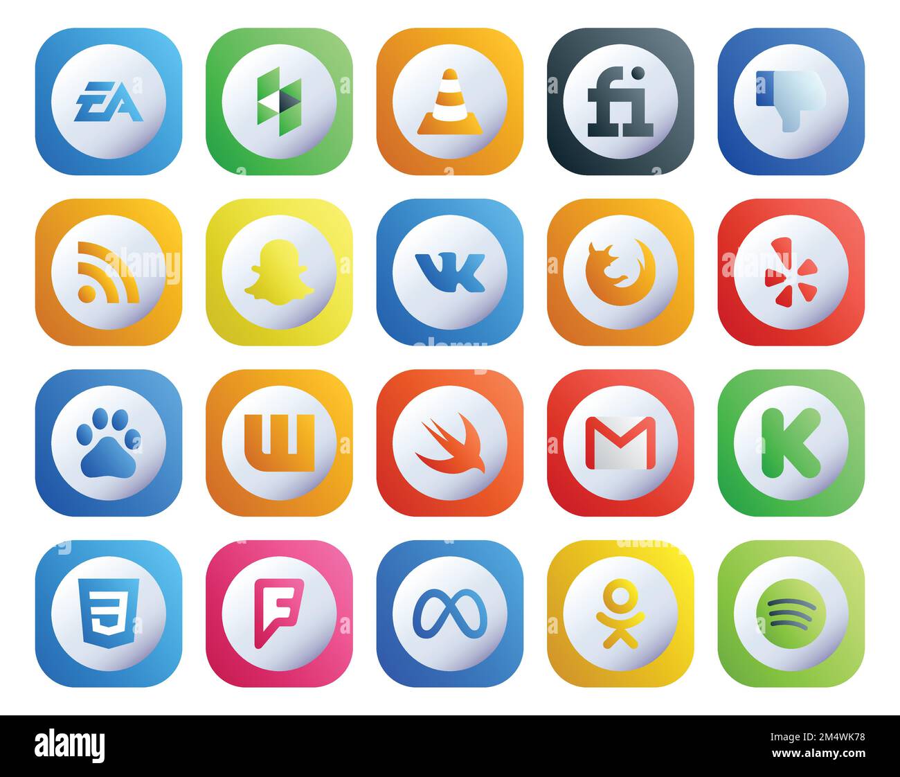 20 Social Media Icon Pack Including swift. baidu. dislike. yelp
