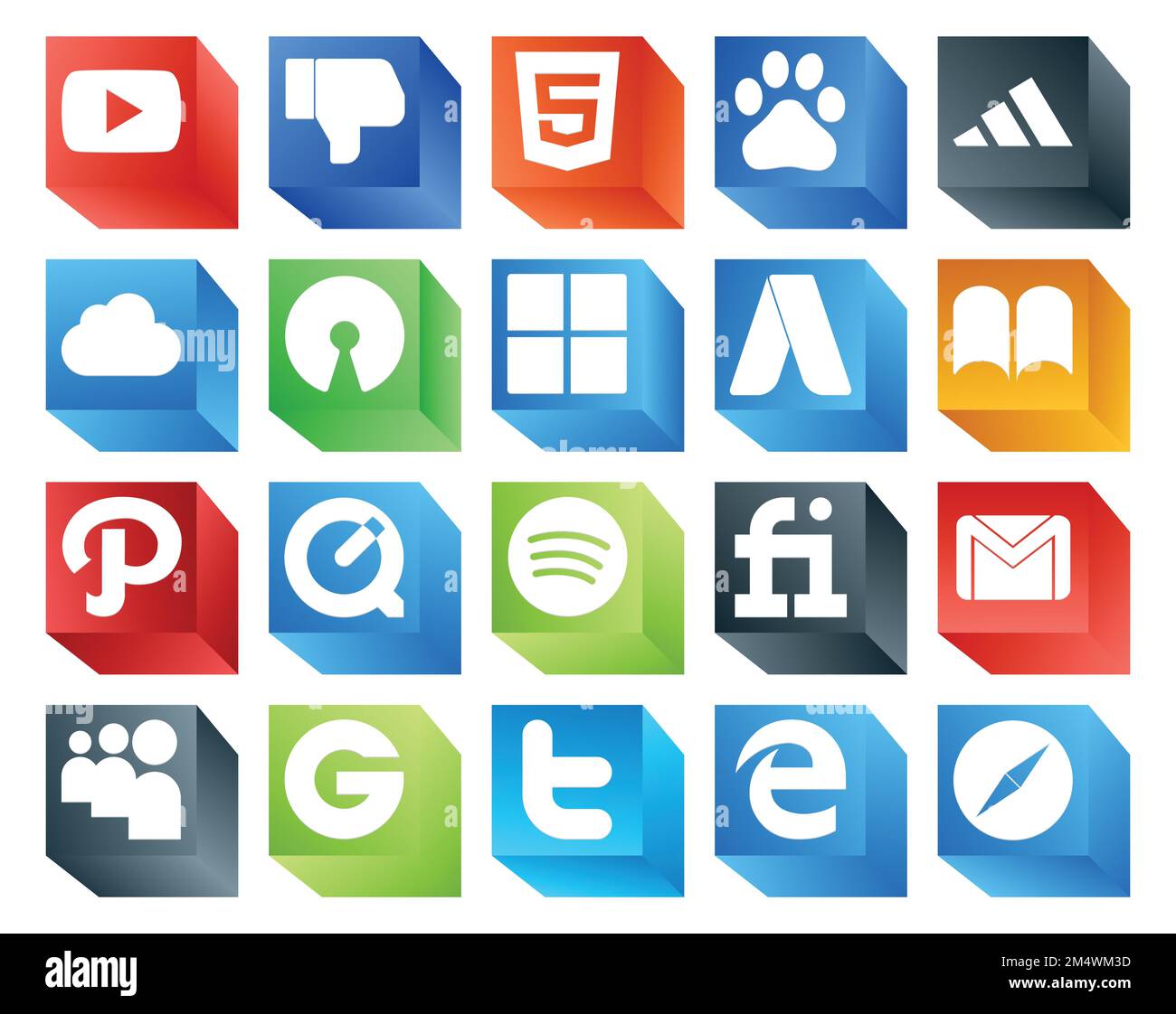 20 Social Media Icon Pack Including mail. gmail. microsoft. fiverr. quicktime Stock Vector