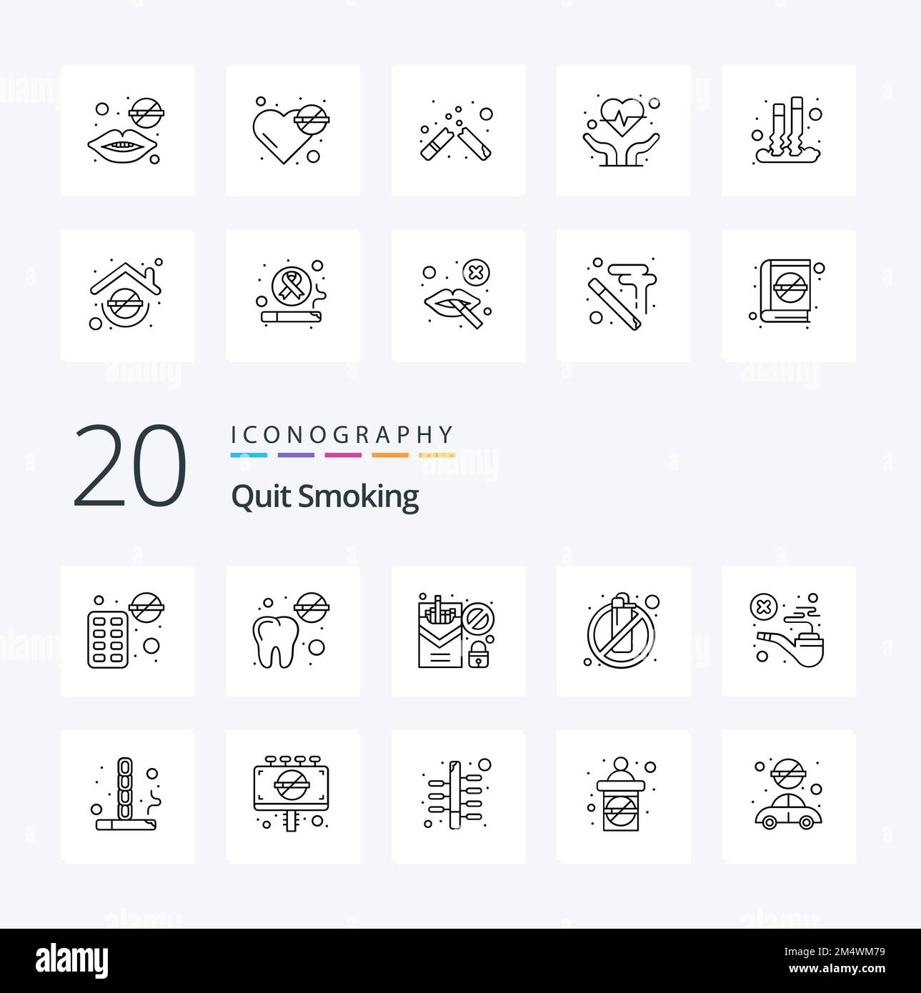 20 Quit Smoking Line icon Pack like cigarette smoking cigarette lighter