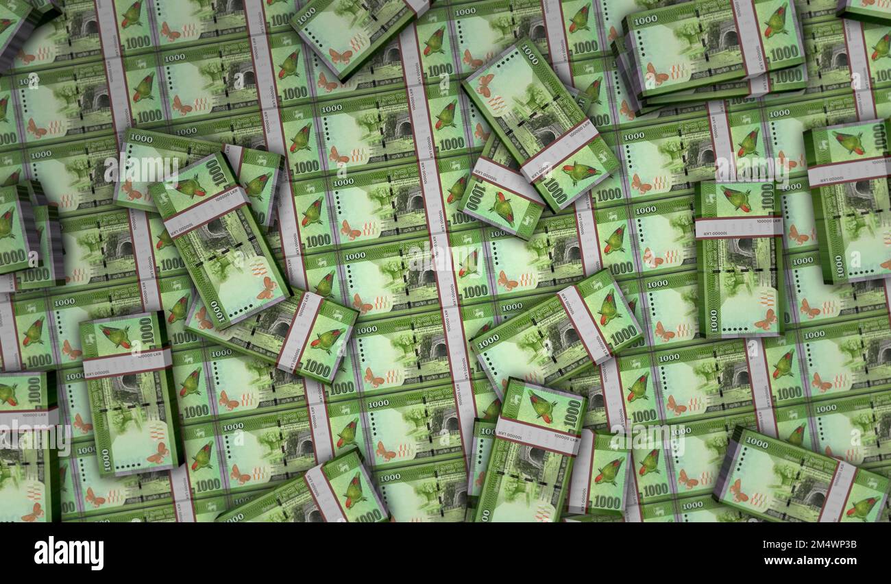 Sri Lankan Rupee Money Printing 3d Illustration 1000 LKR Banknote 