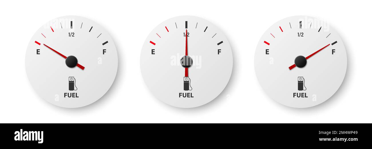 Vector 3d Realistic Gas Fuel Tank Gauge, Oil Level Bar Set Isolated