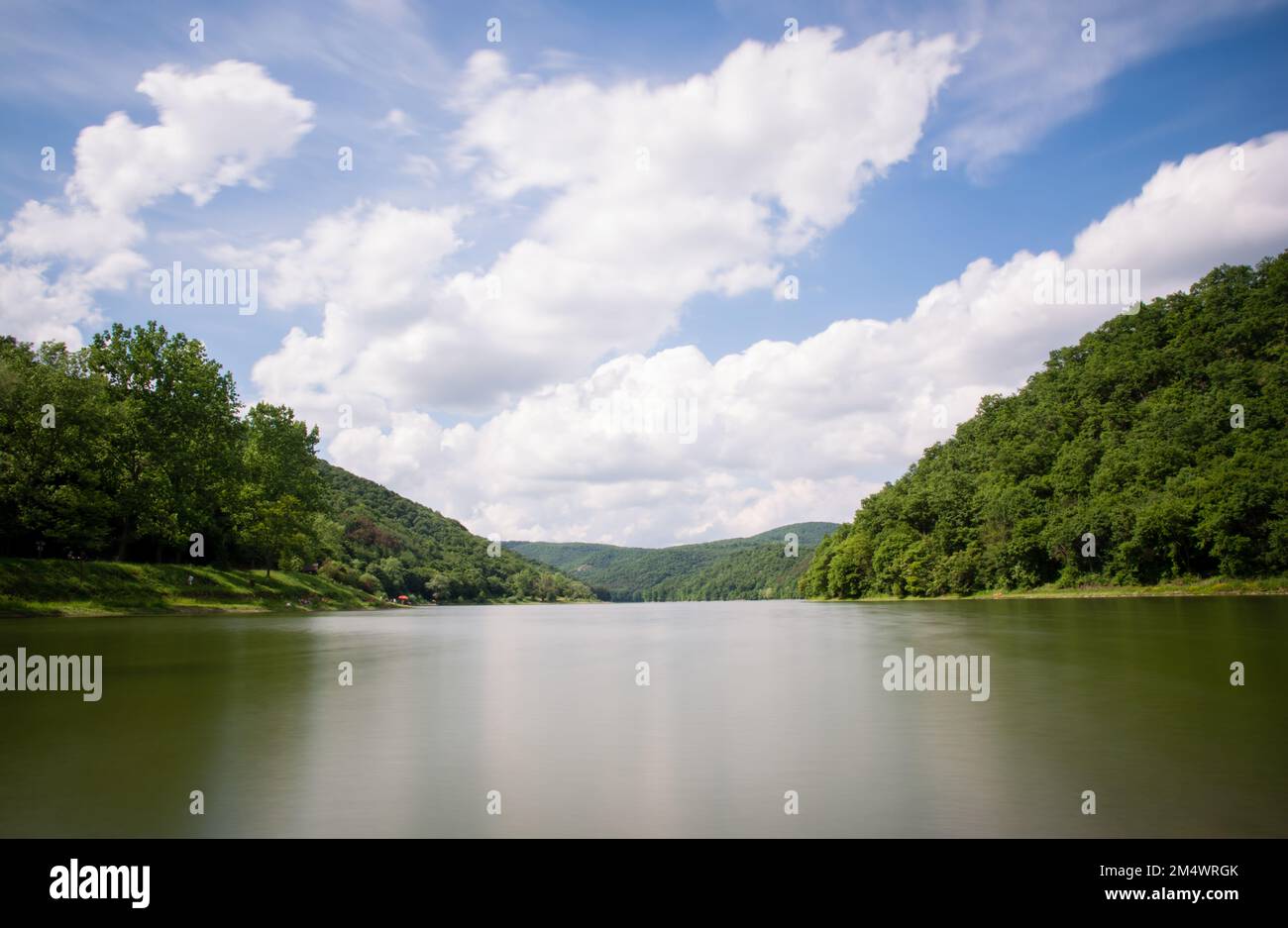 Lázbérci lake in Hungary and the Bükk Mountains in the background Stock Photo