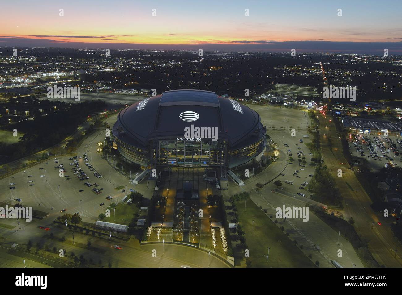 A general overall aerial view of AT&T Stadium, Tuesday, Dec. 20, 2022 ...