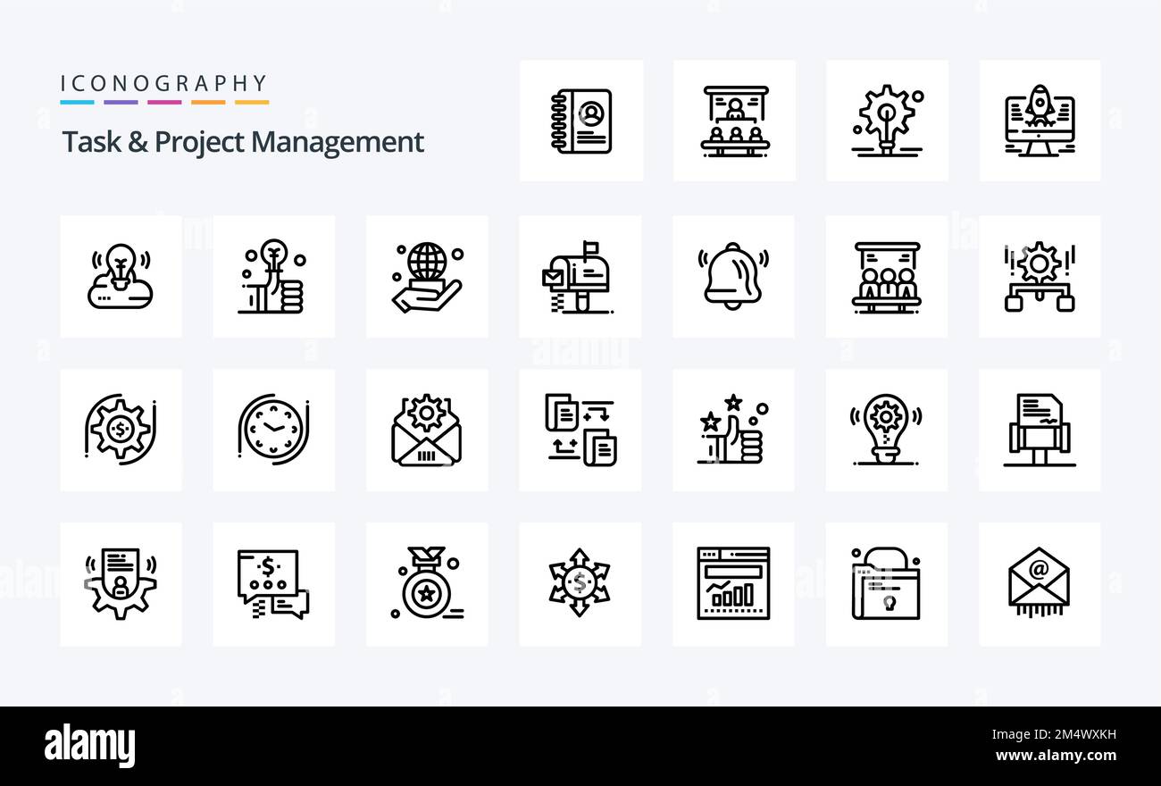 25 Task And Project Management Line icon pack Stock Vector Image & Art ...