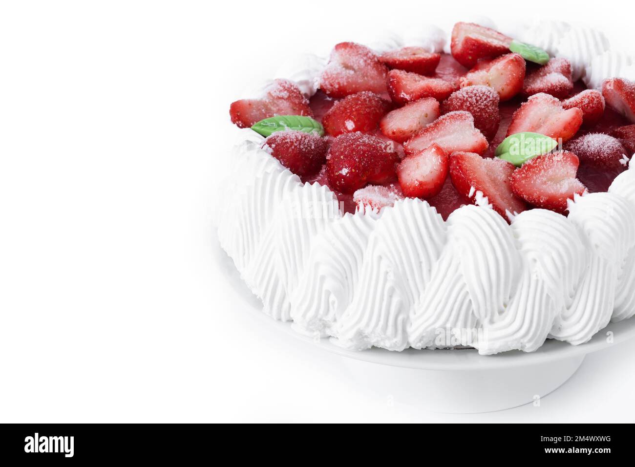 Strawberry cake with cream isolated on white background Stock Photo - Alamy