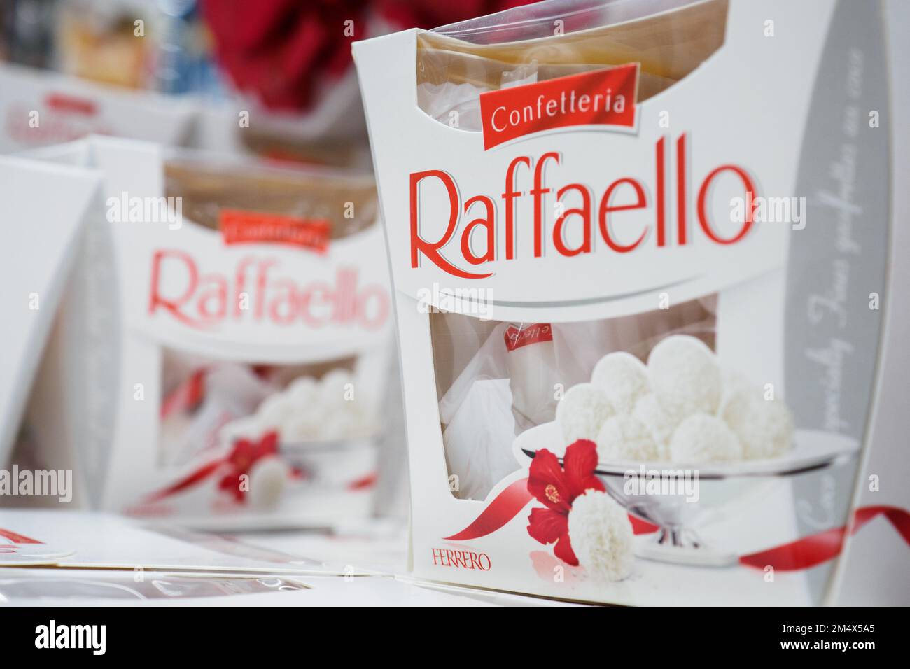 Boxes of Raffaello candies seen on display at a store. (Photo by ...