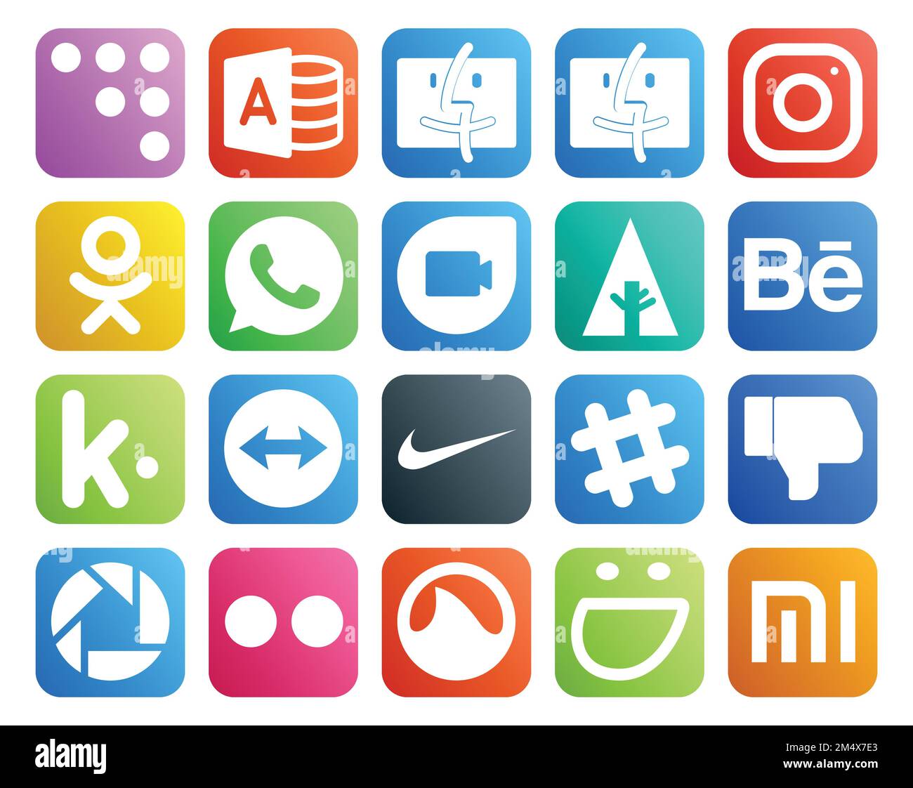 20 Social Media Icon Pack Including grooveshark. picasa. behance. dislike. slack Stock Vector