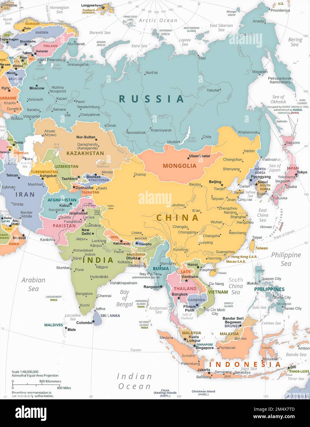 Political Map of Asia. Stock Photo