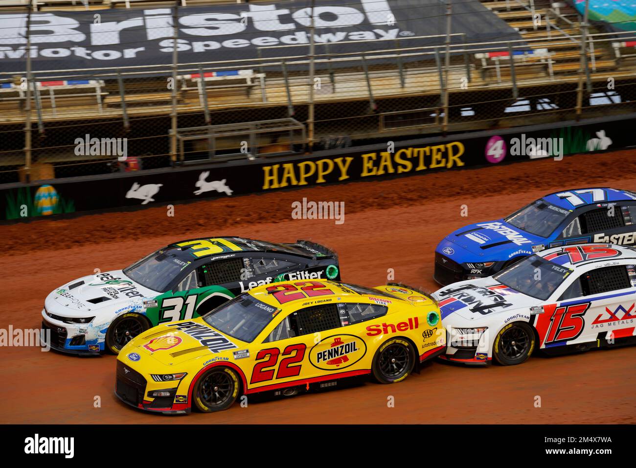 Bristol, TN, USA. 16th Apr, 2022. Justin Haley takes to the track to qualify for the Food City Dirt Race at Bristol Motor Speedway in Bristol, TN. Credit: csm/Alamy Live News Stock Photo