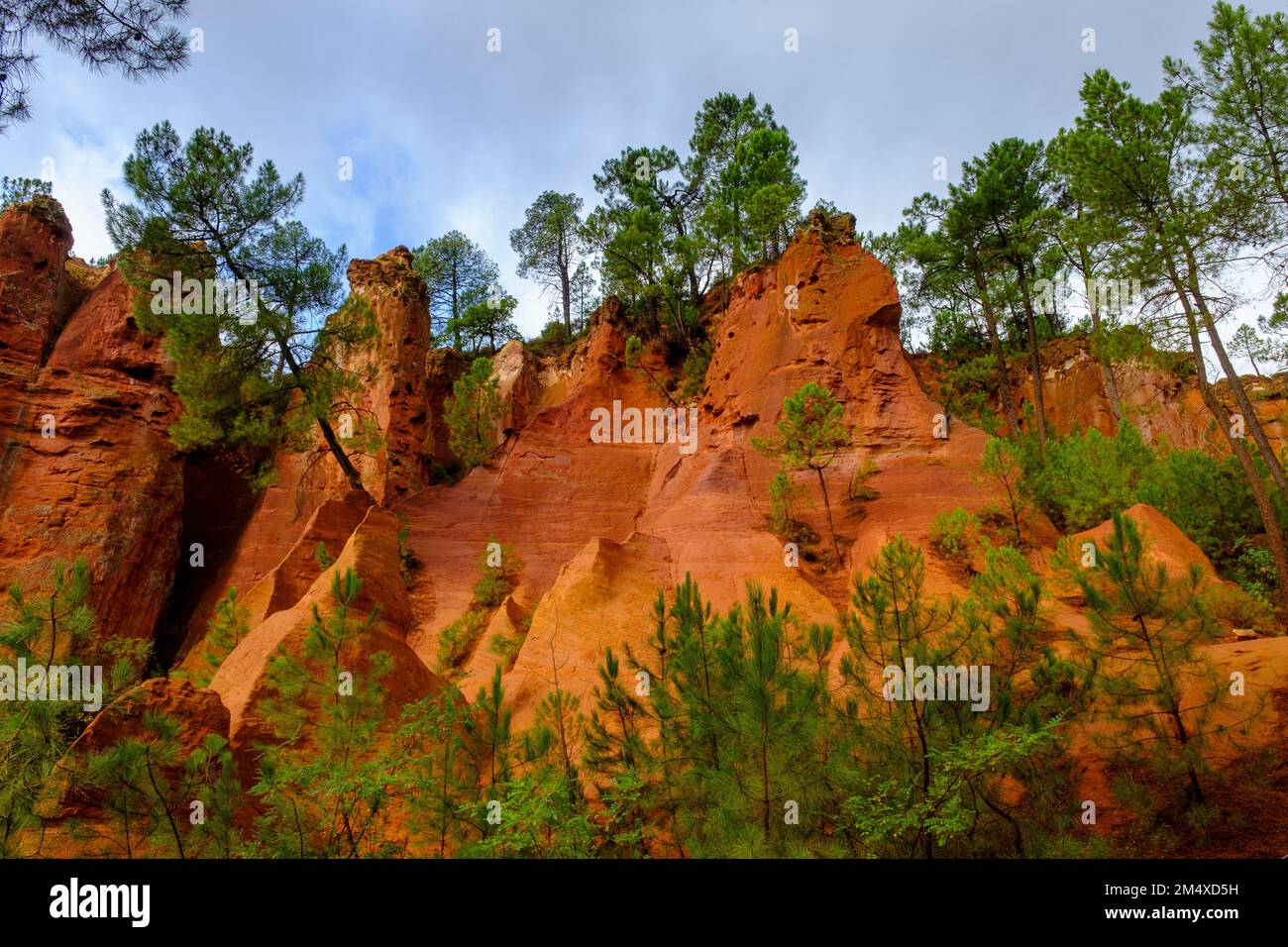 France, Provence-Alpes-Cote dAzur, Ochre cliffs in Le Sentier des Ocres quarry Stock Photo