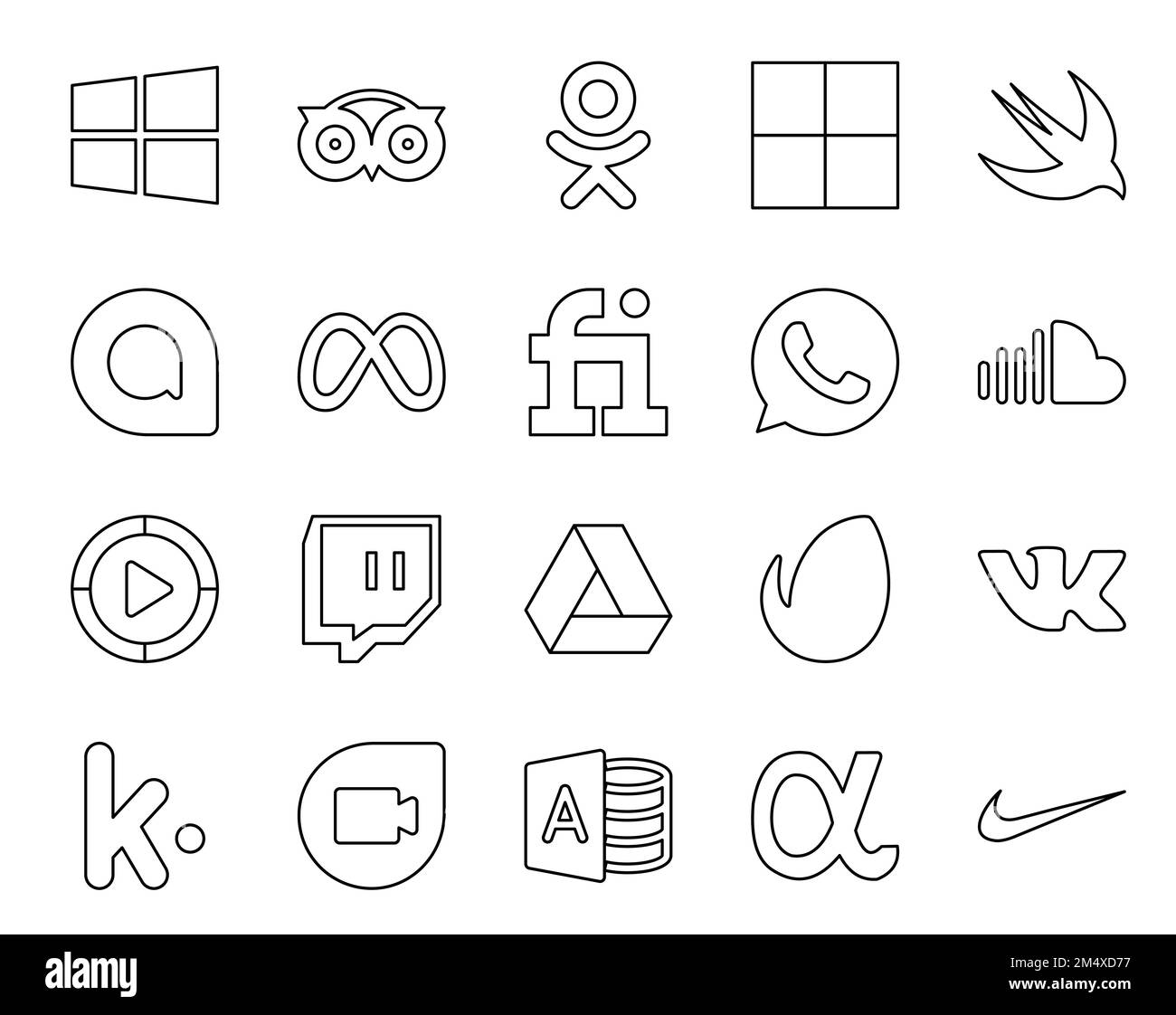 20 Social Media Icon Pack Including google drive. video. facebook