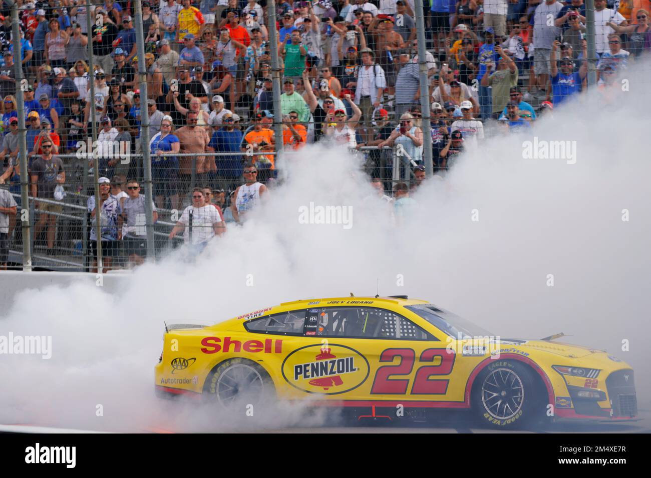 Joey Logano wins the Enjoy Illinois 300 at Gateway at World Wide Technology Raceway in Madison, IL. Stock Photo