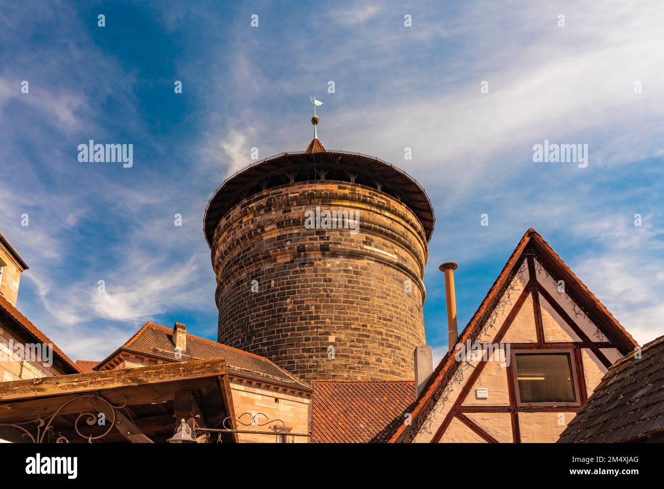 Germany, Bavaria, Nuremberg, Exterior of historic Frauentorturm Stock Photo