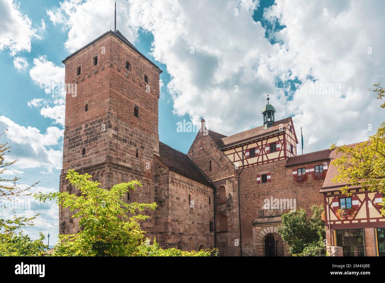 Germany, Bavaria, Nuremberg, Heathen Tower and Burggrafenburg Stock Photo