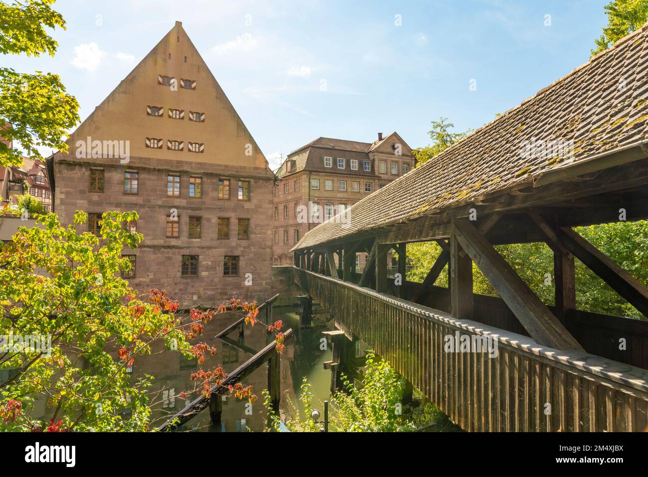 Germany, Bavaria, Nuremberg, Historic Henkersteg bridge Stock Photo