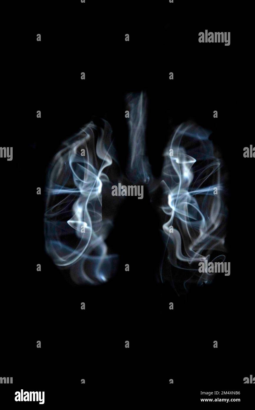 smoke filled lungs Stock Photo