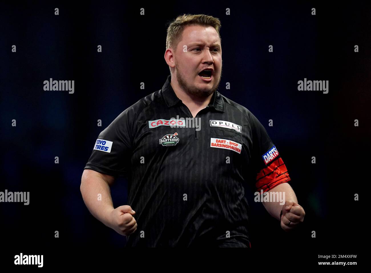 Martin Schindler celebrates his victory over Martin Lukeman during day