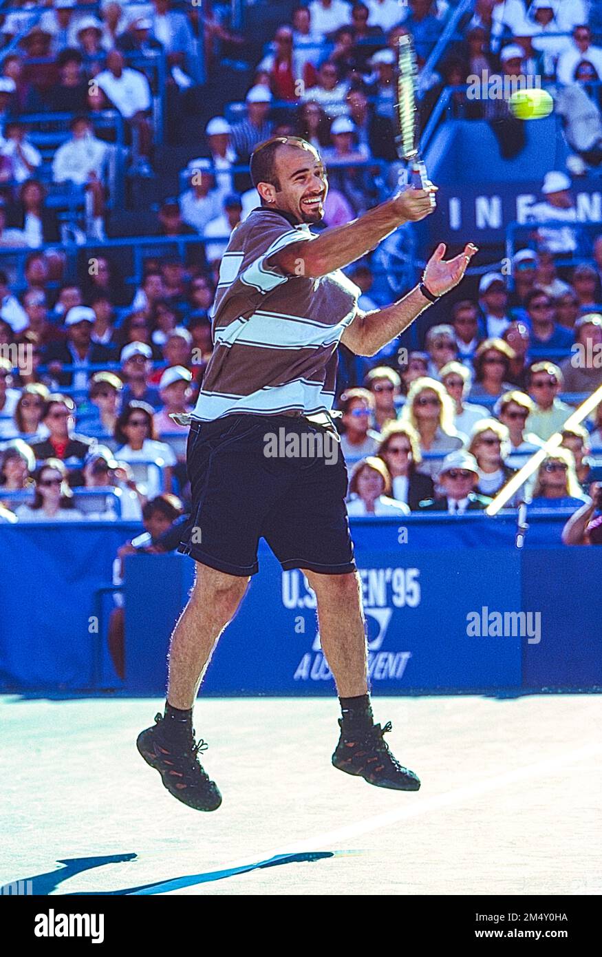 Andre Agassi (USA) competing at the 1995 US Open Tennis Stock Photo Alamy