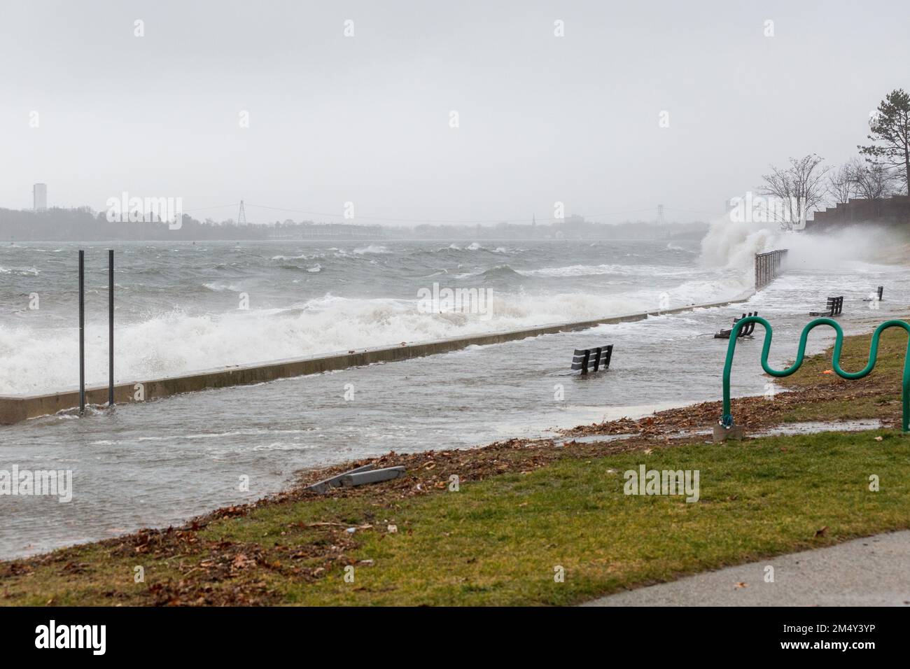 Dec. 23, 2022. Beverly, MA. Ocean flooding during storm at Dane Street