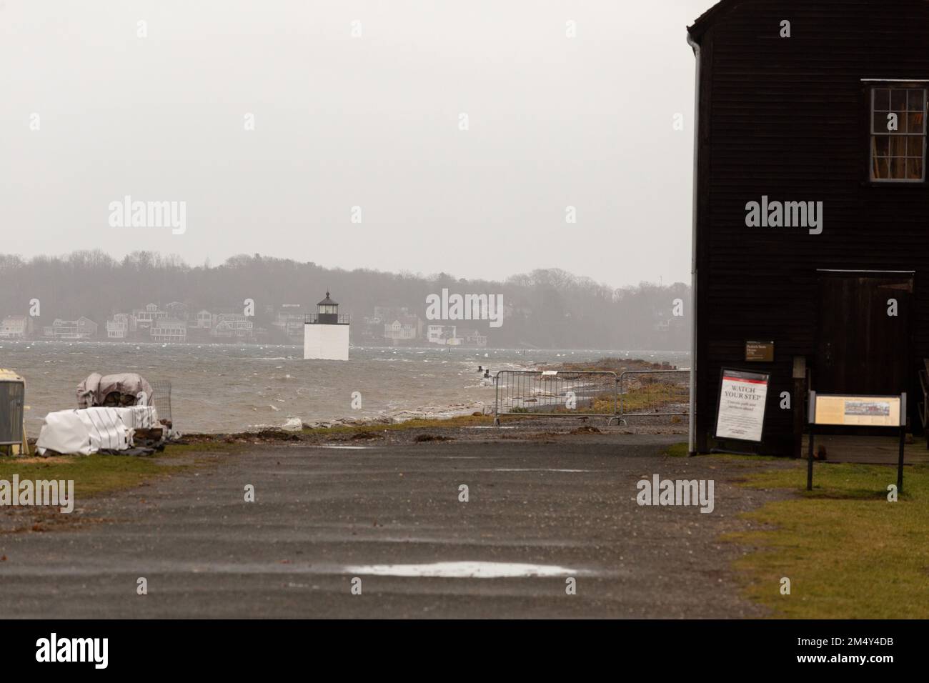 Dec. 23, 2022. Salem, MA. Ocean flooding at the Salem Maritime National