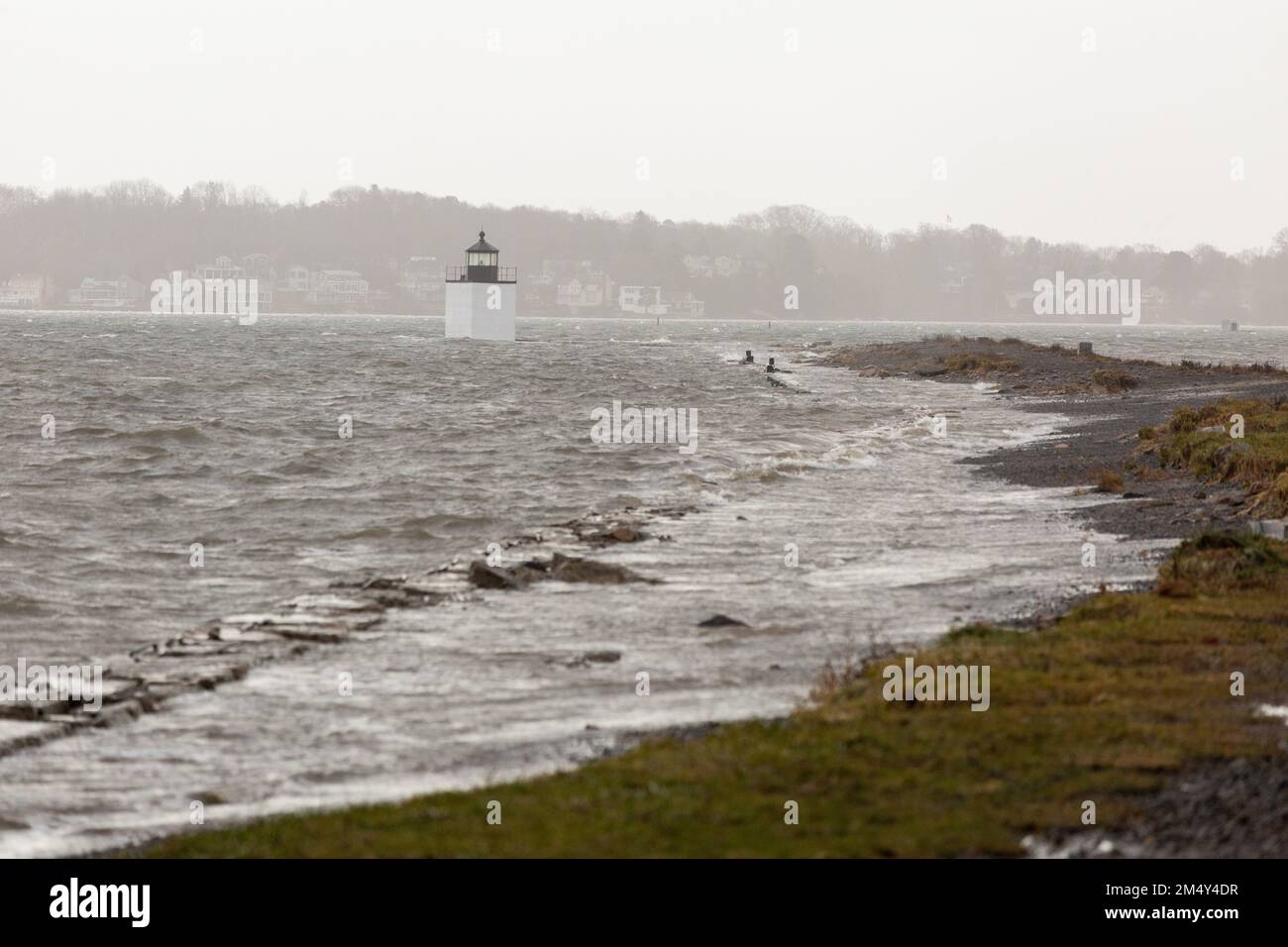 Dec. 23, 2022. Salem, MA. Ocean flooding at the Salem Maritime National Historic Site during