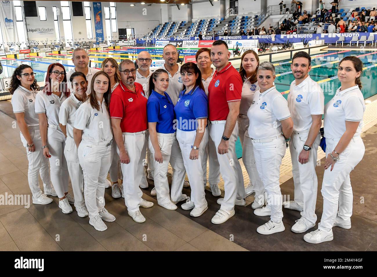 Roma, Italy. 23rd Dec, 2022. Judges pose for a picture during the Italian team championship coppa Brema regional phase of Lazio at Centro Federale Nuoto Pietralata in Roma (Italy), 12 23th, 2022. Photo Andrea Staccioli/Deepbluemedia/Insidefoto Credit: Insidefoto di andrea staccioli/Alamy Live News Stock Photo