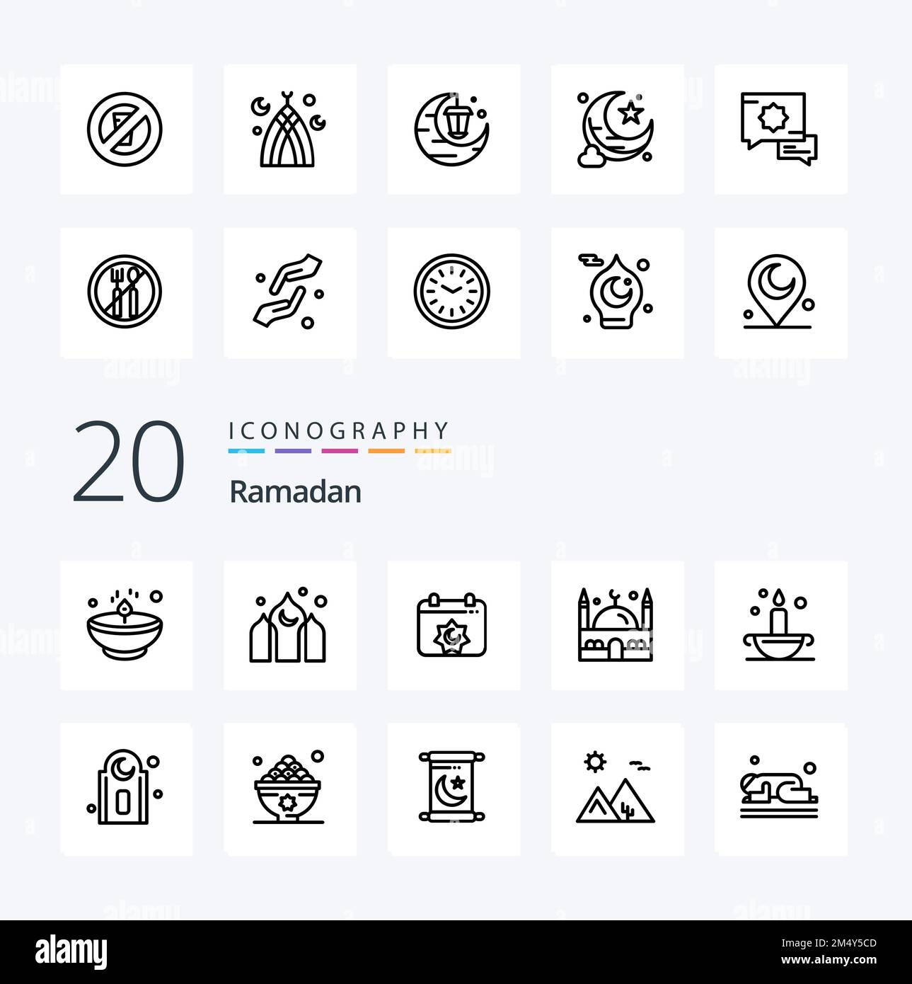 20 Ramadan Line icon Pack like islam muslim asia islamic calendar Stock