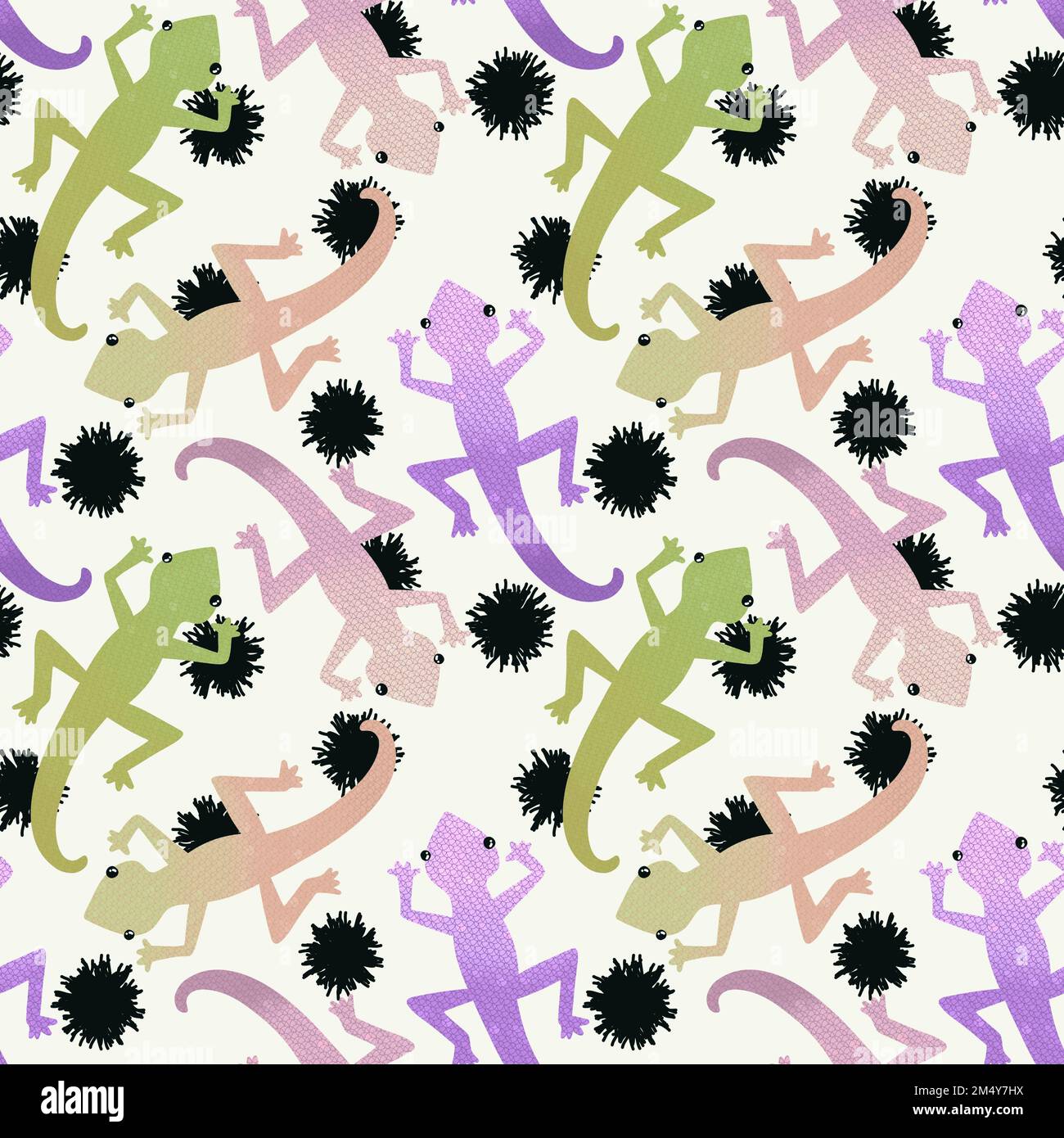 Cartoon animals seamless lizard pattern for wrapping paper and kids ...