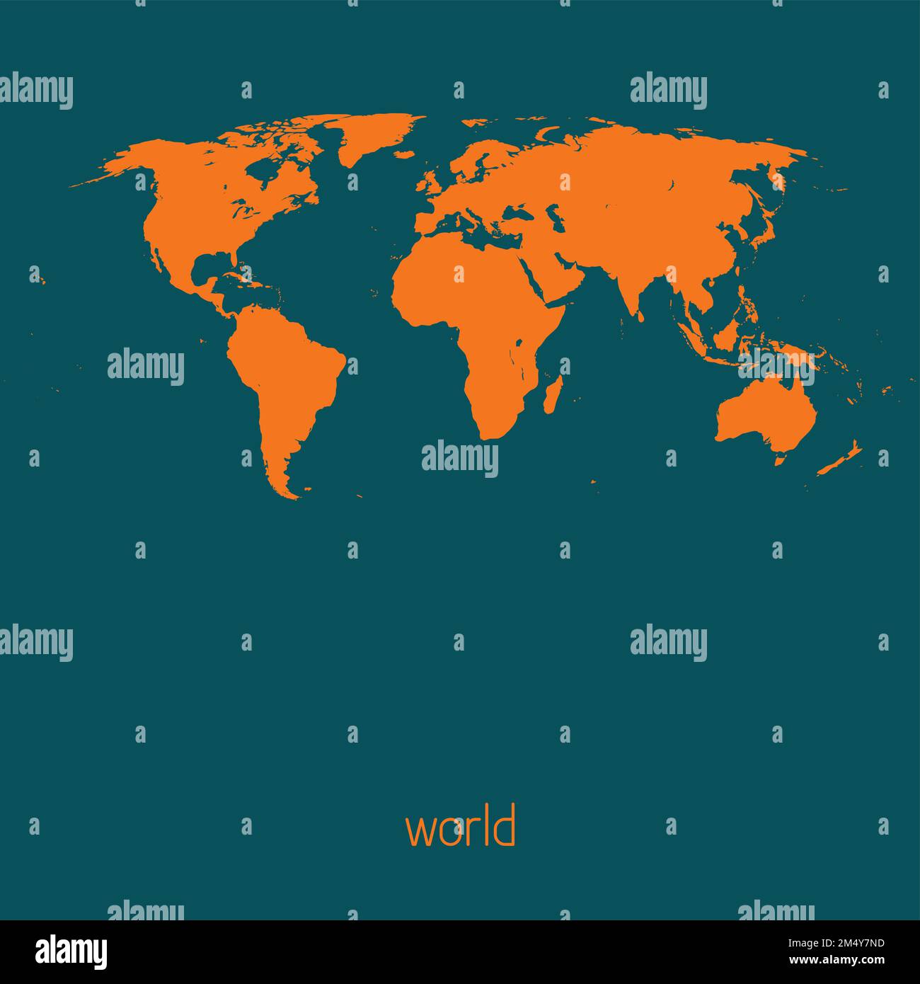 Simple map of the world on a sherpa blue background. Vector Stock Vector