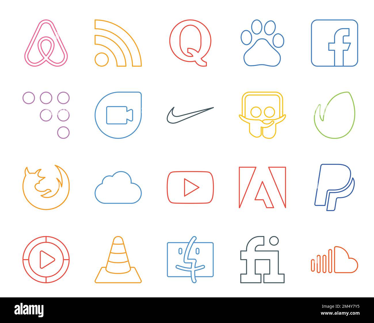 20 Social Media Icon Pack Including paypal. video. nike. youtube. browser  Stock Vector Image & Art - Alamy