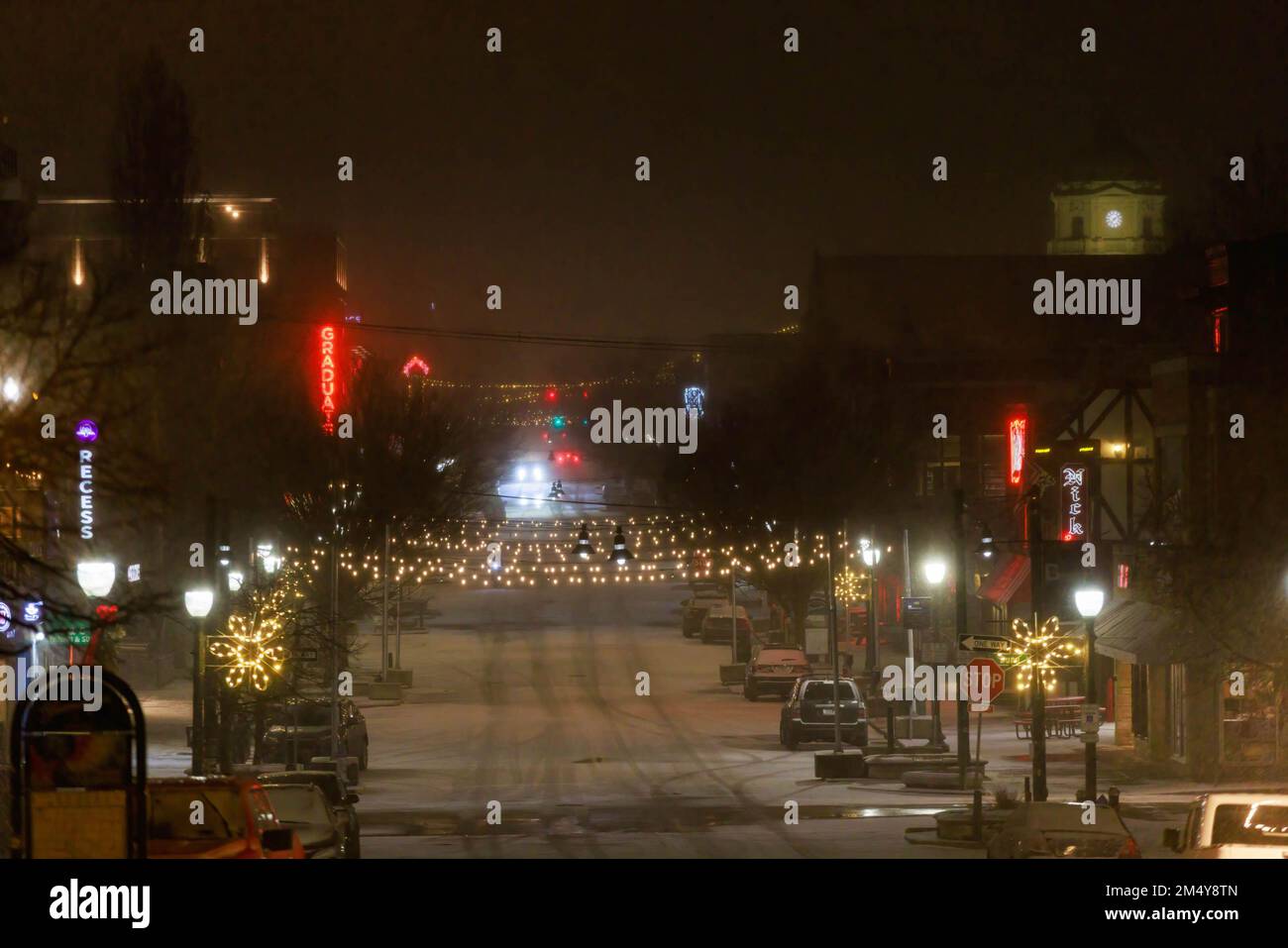 Kirkwood is covered with ice and a thin layer of snow during a winter