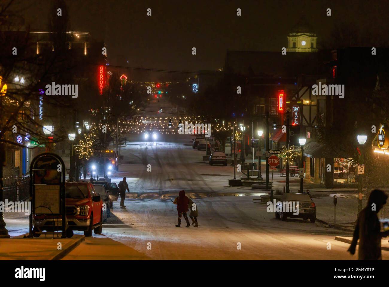 Kirkwood is covered with ice and a thin layer of snow during a winter