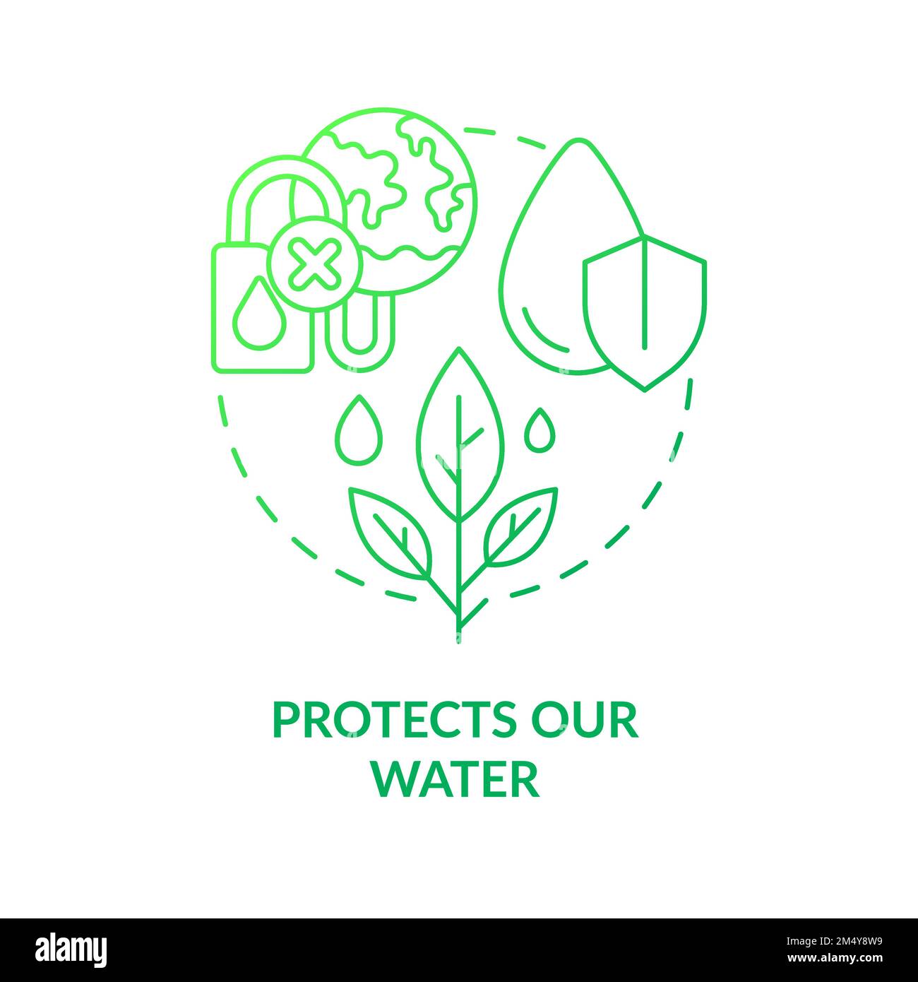 Protects our water green gradient concept icon Stock Vector