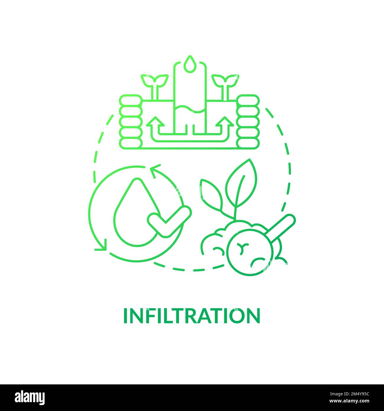 Infiltration green gradient concept icon Stock Vector