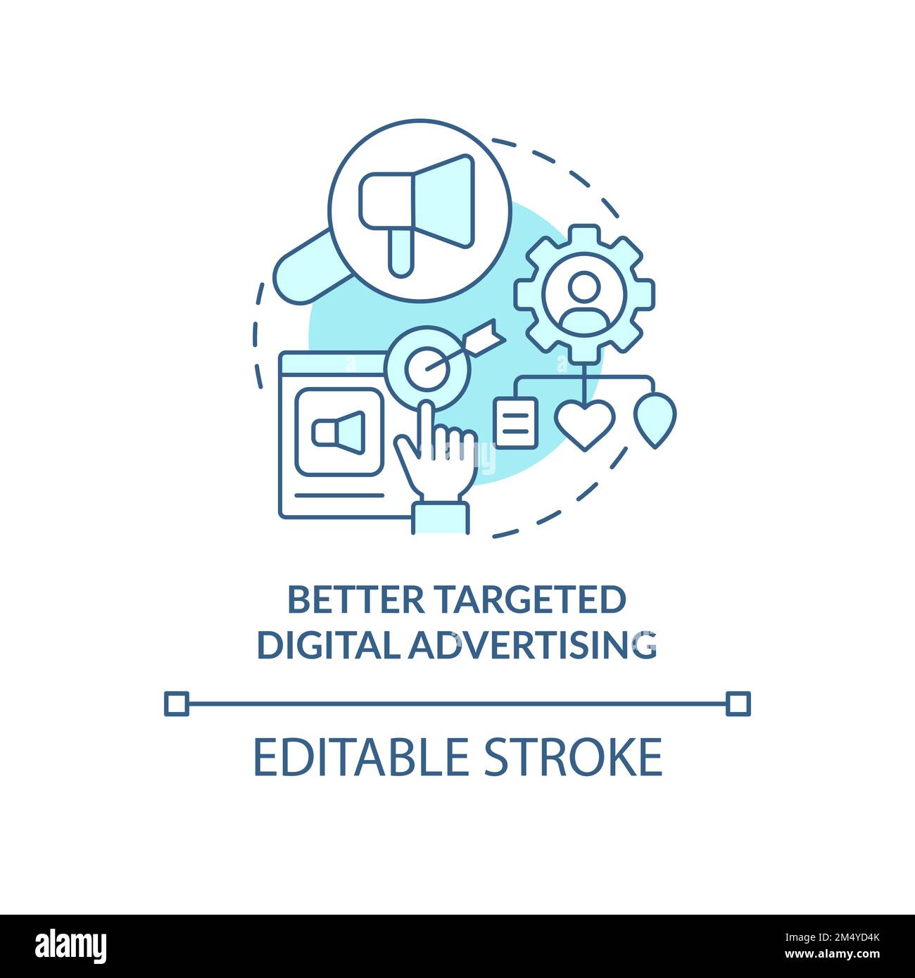 Better targeted digital advertising blue concept icon Stock Vector