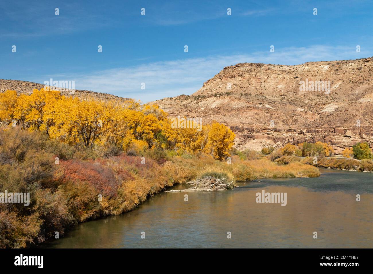 Gunnison River crossing within the Dominguez-Escalante Conservation Area, near Delta, Coloradoad Stock Photo