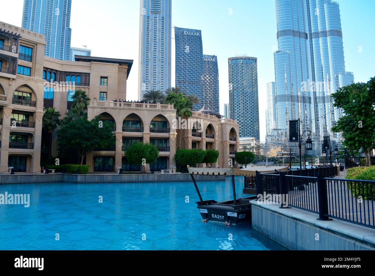 Dubai, United Arab Emirates (UAE), December 2022 The beautiful Palace Downtown hotel and Dubai, United Arab Emirates (UAE), December 2022 The beautiful Palace Downtown hotel and
