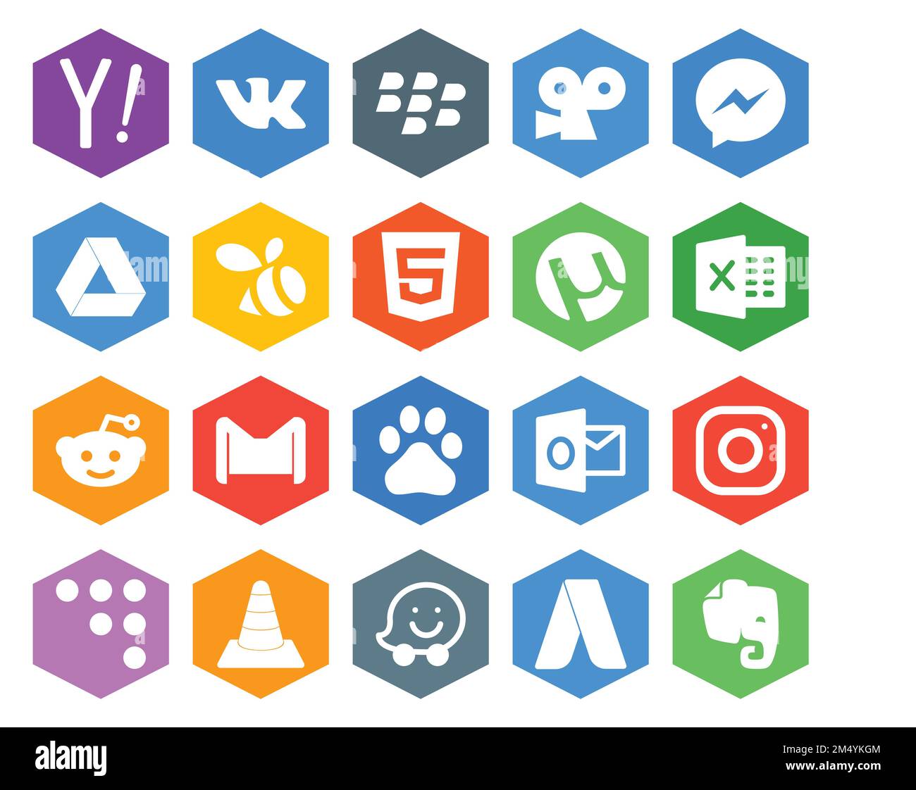 20 Social Media Icon Pack Including instagram. baidu. html. mail. gmail Stock Vector