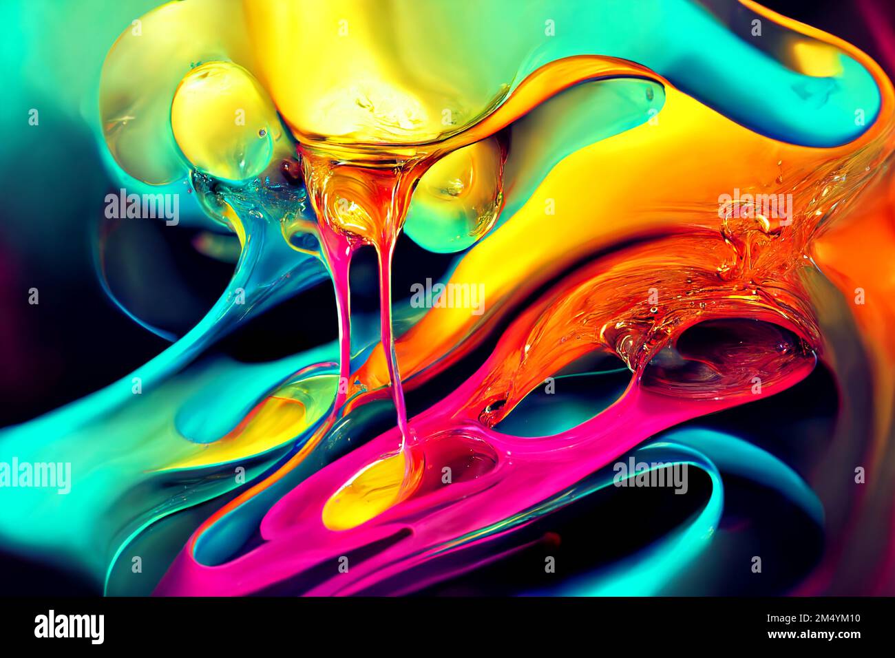 Trendy neon colors liquid background. Holographic surface Stock Photo