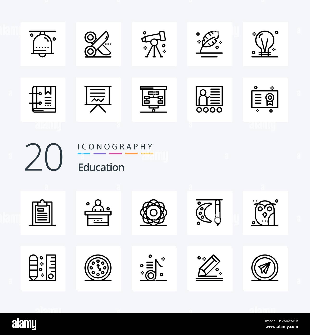 20 Education Line icon Pack like painting art student physics molecule