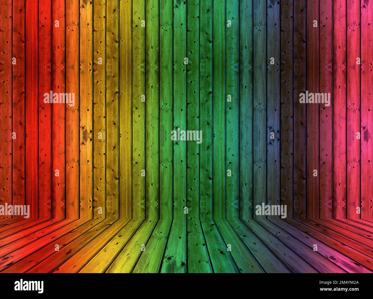 Colorful Wooden Background. Rainbow Room Surface Stock Photo