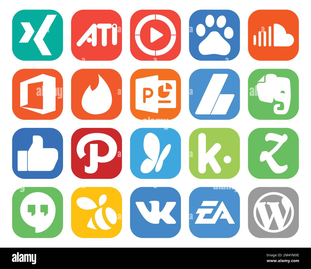 20 Social Media Icon Pack Including kik. path. office. like. ads Stock ...
